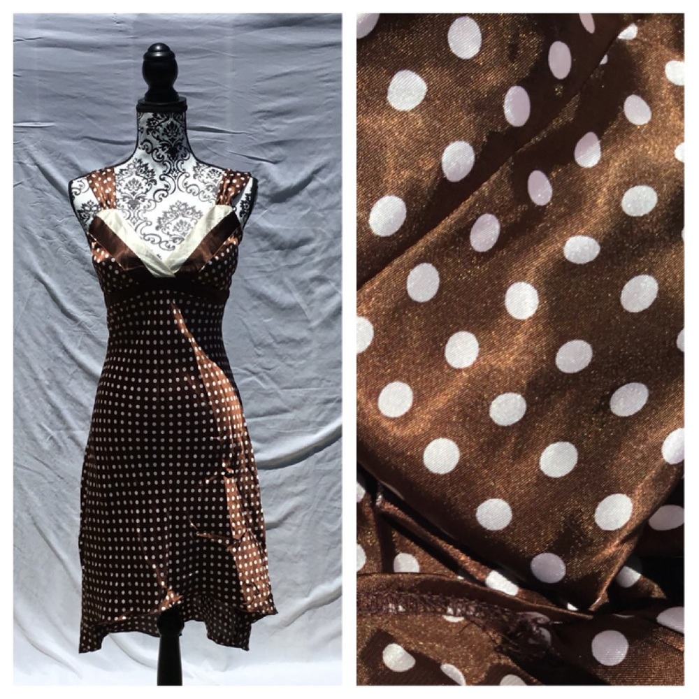 LaBelle Brown Dress with Tan Polka Dots